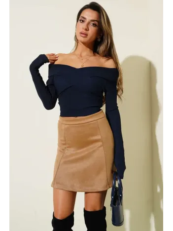 Madonna Çapraz Yaka Bluz Lacivert T4331