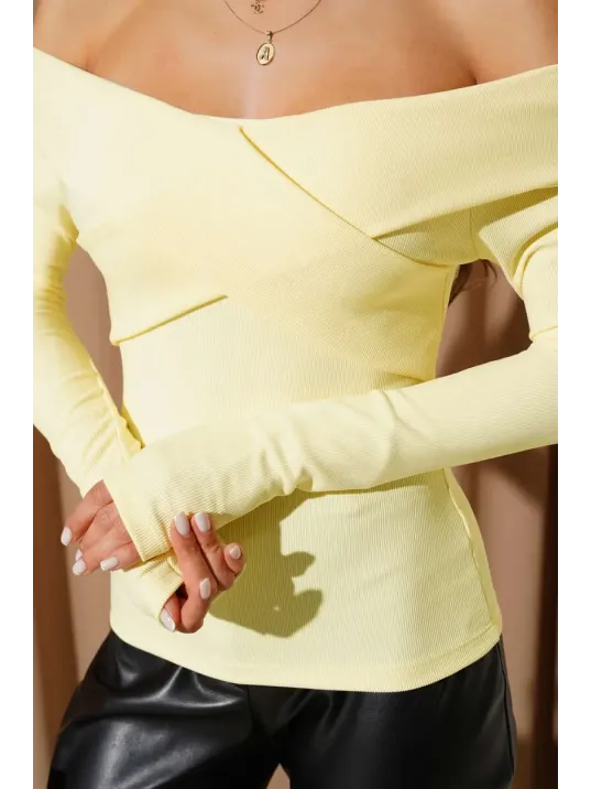 Madonna Çapraz Yaka Bluz Sarı T4331