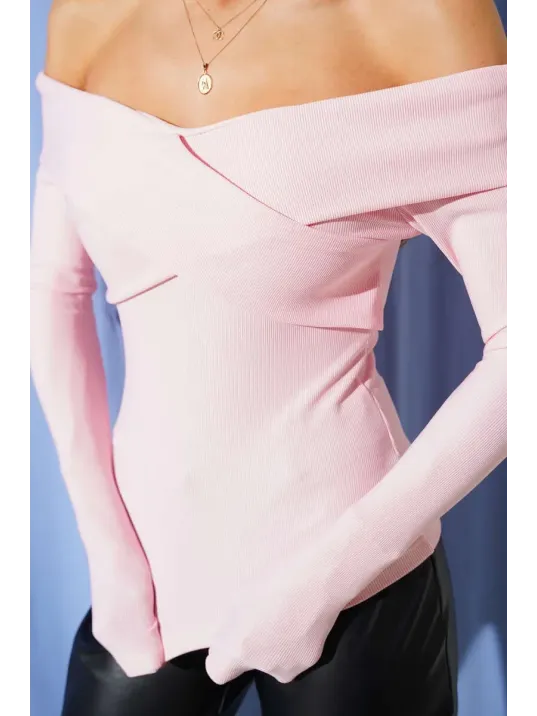 Madonna Çapraz Yaka Bluz Pembe T4331