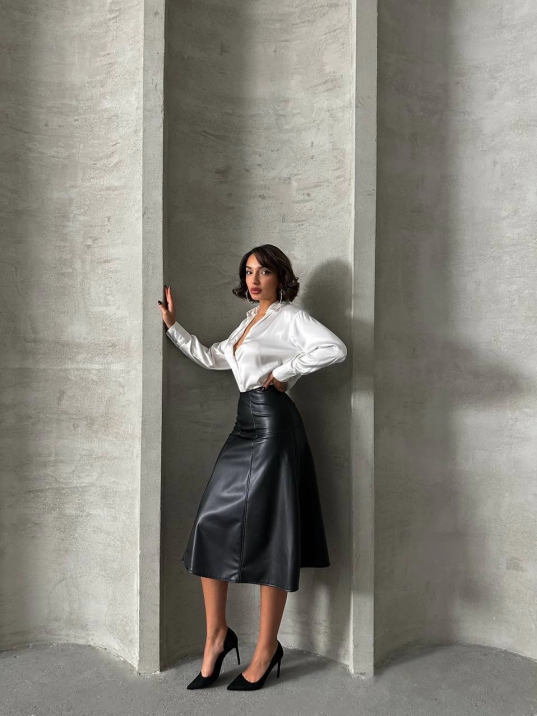 Komple parçalı deri etek siyah h26441 Komple parçalı deri etek siyah h26441