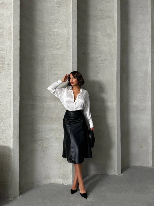 Komple parçalı deri etek siyah h26441 Komple parçalı deri etek siyah h26441