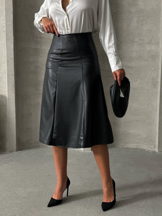 Komple parçalı deri etek siyah h26441 Komple parçalı deri etek siyah h26441