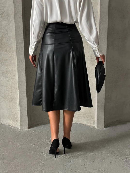 Komple parçalı deri etek siyah h26441 Komple parçalı deri etek siyah h26441