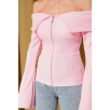 Omzu Açık Fermuarlı Bluz pembe T4330 Omzu Açık Fermuarlı Bluz pembe T4330