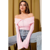 Omzu Açık Fermuarlı Bluz pembe T4330 Omzu Açık Fermuarlı Bluz pembe T4330