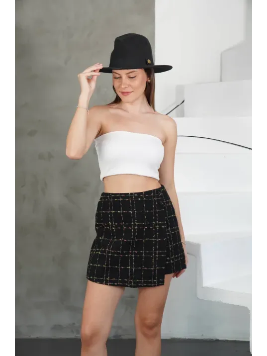 İki Düğmeli Şort Etek Siyah H26414