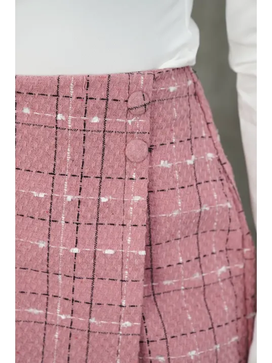 İki Düğmeli Şort Etek Pembe H26414