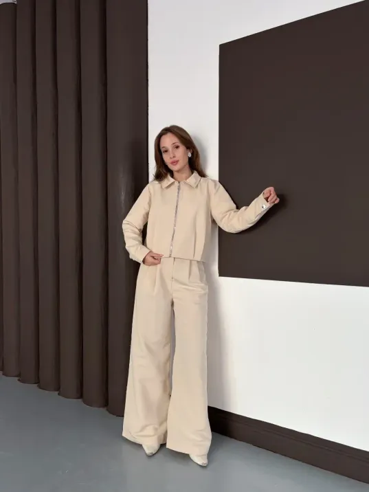 Trenç Takım Alt Üst Bej Ons