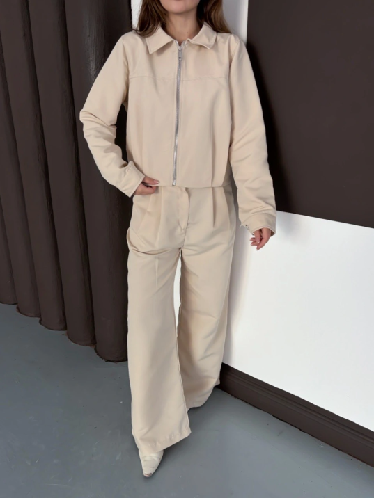 Trenç takım alt üst bej ons