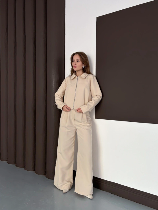 Trenç takım alt üst bej ons