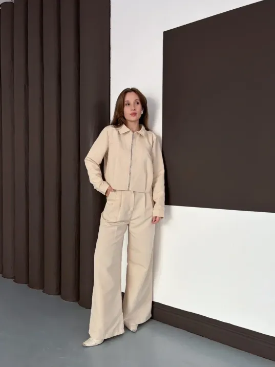 Trenç Takım Alt Üst Bej Ons