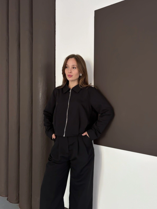 Trenç takım alt üst siyah ons