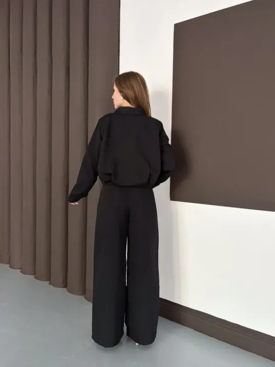 Trenç Takım Alt Üst Siyah Ons