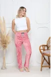 Kadife Pijama Altı Pembe Üstüne Beyaz Kalpli Pontiye Desenli Q7013