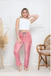 Kadife Pijama Altı Pembe Üstüne Beyaz Kalpli Pontiye Desenli Q7013