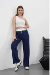 Şeritli Garnili Pantolon Lacivert