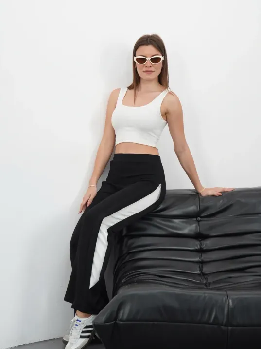 Yandan Katlamalı Pantolon Siyah