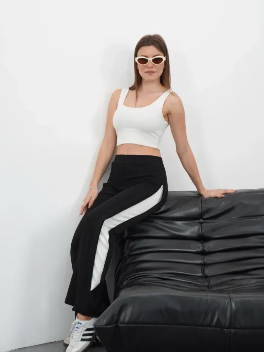 Yandan Katlamalı Pantolon Siyah