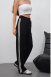 Yandan Çift Şeritli Pantolon Siyah