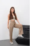 Yandan Çift Şeritli Pantolon Vizon