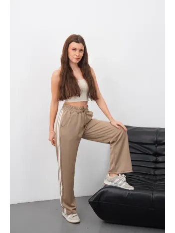 Yandan Çift Şeritli Pantolon Vizon