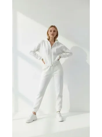 3 İplik Şardonlu Kapşonlu Fermuarlı Kısa Üst Beyaz Pat8590 3 İplik Şardonlu Kapşonlu Fermuarlı Kısa Üst Beyaz Pat8590