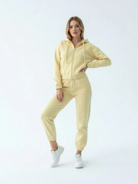 3 İplik Şardonlu Kapşonlu Fermuarlı Kısa Üst Sarı Pat8590 3 İplik Şardonlu Kapşonlu Fermuarlı Kısa Üst Sarı Pat8590