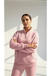 3 İplik Şardonlu Yarım Fermuarlı Sweatshirt Somon