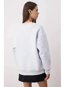 3 İplik Şardonlu Bisiklet Yaka Sweatshirt Gri