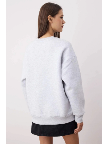 3 İplik Şardonlu Bisiklet Yaka Sweatshirt Gri 3 İplik Şardonlu Bisiklet Yaka Sweatshirt Gri