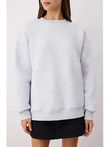 3 İplik Şardonlu Bisiklet Yaka Sweatshirt Gri