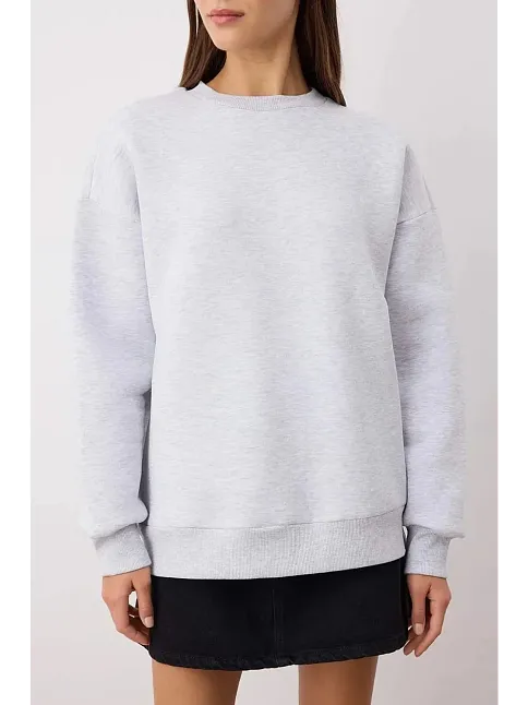 3 İplik Şardonlu Bisiklet Yaka Sweatshirt Gri