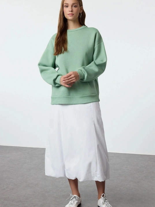 3 İplik Şardonlu Bisiklet Yaka Sweatshirt Mint 3 İplik Şardonlu Bisiklet Yaka Sweatshirt Mint