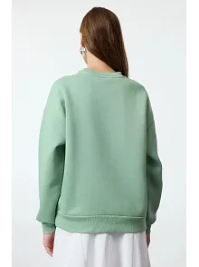 3 İplik Şardonlu Bisiklet Yaka Sweatshirt Mint