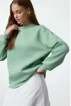 3 İplik Şardonlu Bisiklet Yaka Sweatshirt Mint