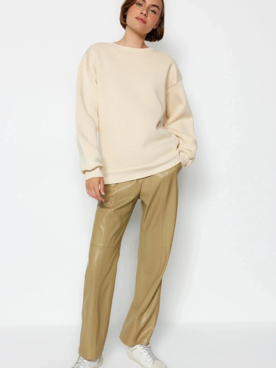 3 İplik Şardonlu Bisiklet Yaka Sweatshirt Bej 3 İplik Şardonlu Bisiklet Yaka Sweatshirt Bej