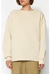 3 İplik Şardonlu Bisiklet Yaka Sweatshirt Bej