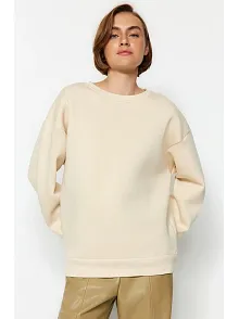 3 İplik Şardonlu Bisiklet Yaka Sweatshirt Bej