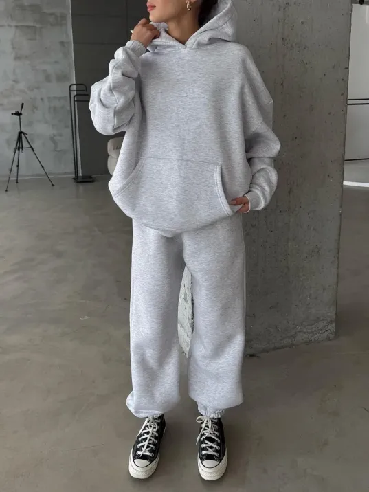 3 İplik Şardonlu Lastik Paça Eşofman Gri P510439