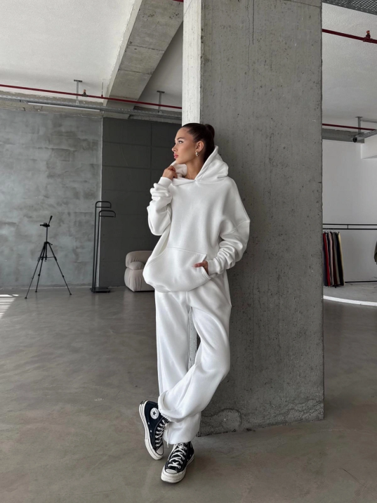 3 İplik Şardonlu Lastik Paça Eşofman Beyaz P510439 3 İplik Şardonlu Lastik Paça Eşofman Beyaz P510439