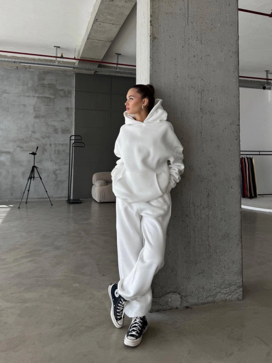 3 İplik Şardonlu Lastik Paça Eşofman Beyaz P510439 3 İplik Şardonlu Lastik Paça Eşofman Beyaz P510439