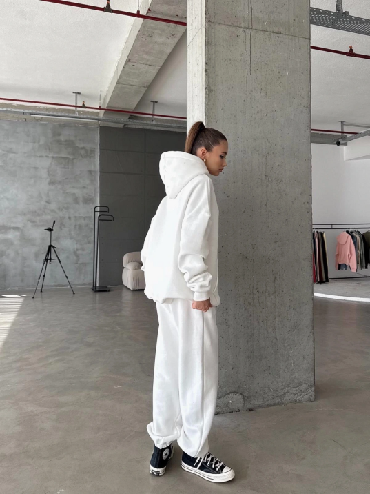 3 İplik Şardonlu Lastik Paça Eşofman Beyaz P510439 3 İplik Şardonlu Lastik Paça Eşofman Beyaz P510439