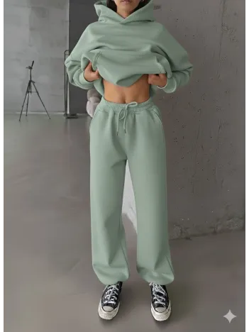 3 İplik Şardonlu Lastik Paça Eşofman Mint P510439