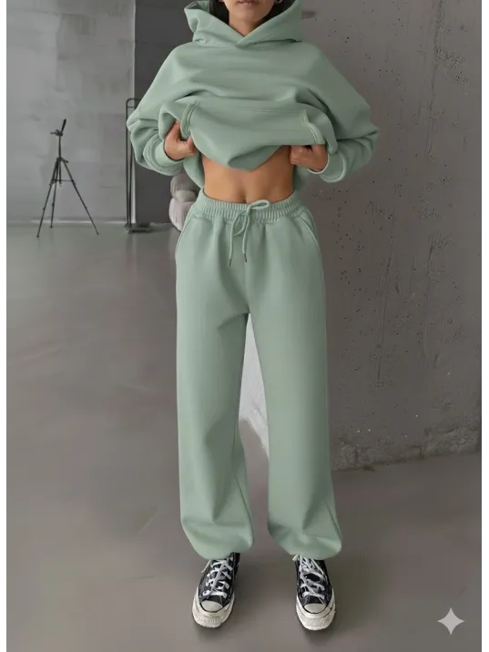 3 İplik Şardonlu Lastik Paça Eşofman Mint P510439