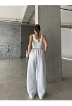 3 İplik Şardonlu Oversize Eşofman Gri