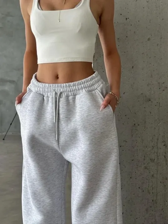 3 İplik Şardonlu Oversize Eşofman Gri 3 İplik Şardonlu Oversize Eşofman Gri