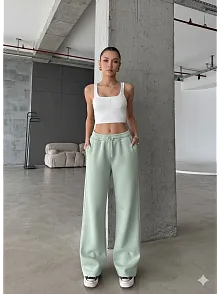 3 İplik Şardonlu Oversize Eşofman Mint Yeşili