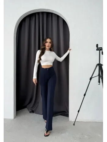 Düğmeli Palazzo Pantolon Lacivert P170091