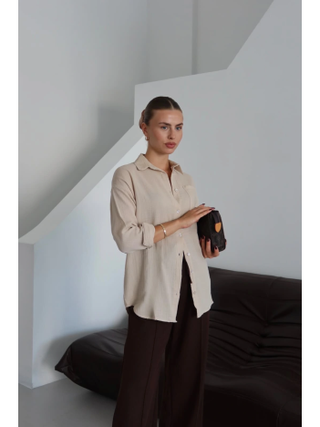 Tek Cepli Müslin Gömlek Bej Pt Tek Cepli Müslin Gömlek Bej Pt