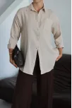 Tek Cepli Müslin Gömlek Bej Pt